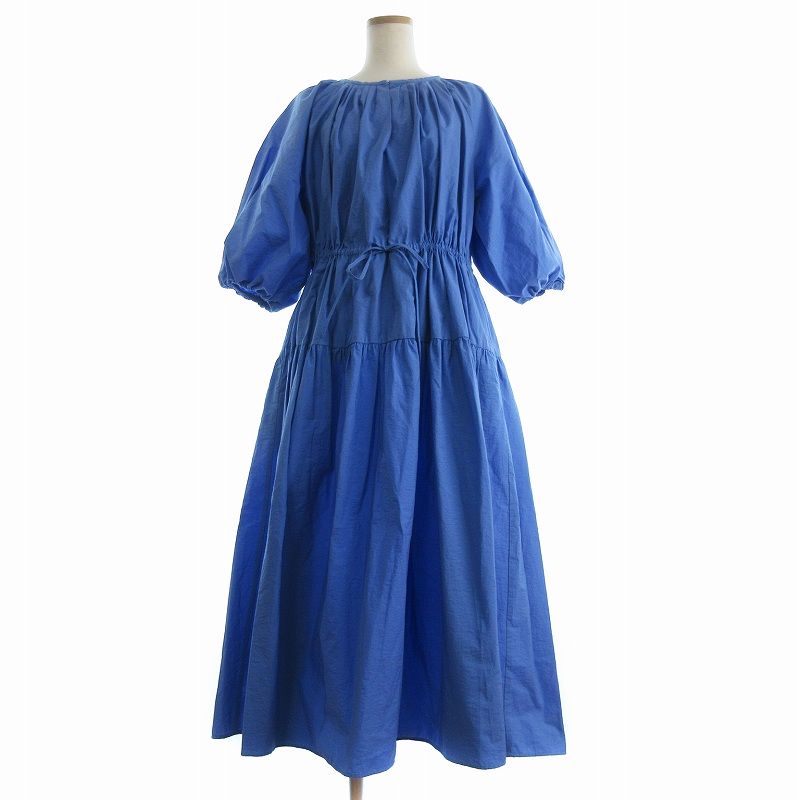 マックスマーラ ウィークエンドライン MAX MARA WEEKEND LINE ワンピース ロング 七分袖 ボリュームスリーブ フ 青 ブルー AA