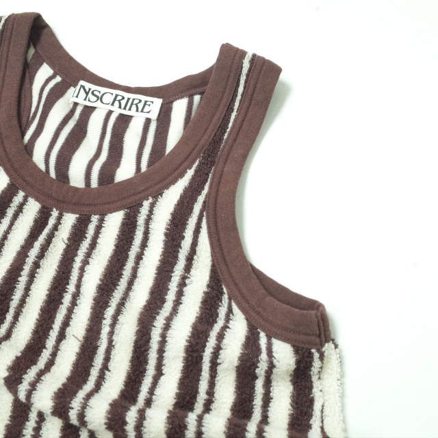 INSCRIRE アンスクリア 19SS 日本製 Pile Border Tank Top パイルボーダータンクトップ I19SS-CUT11  Free ブラウン ストライプ タオル トップス g10948 - メルカリ