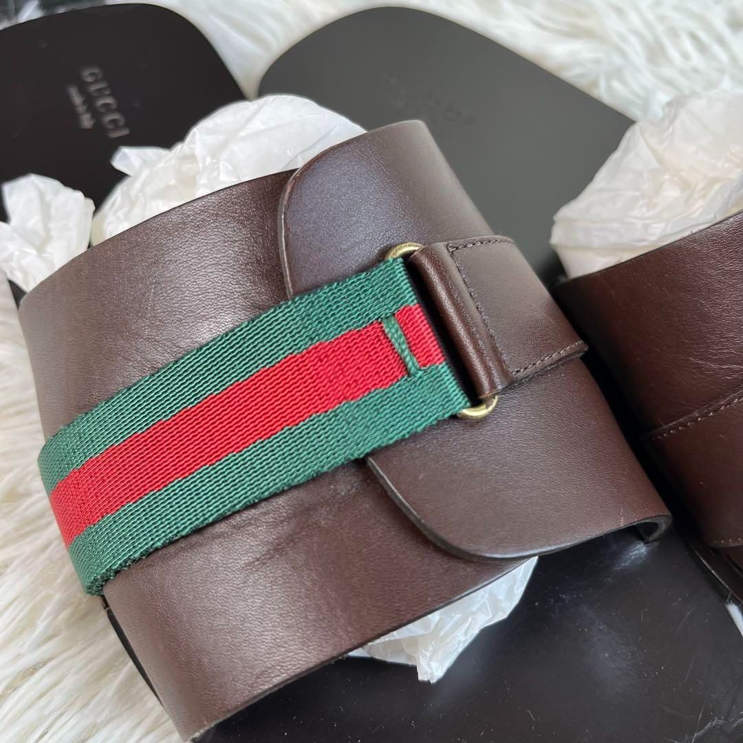 GUCCI サンダル シェリーライン レザー ブラウン - メルカリ