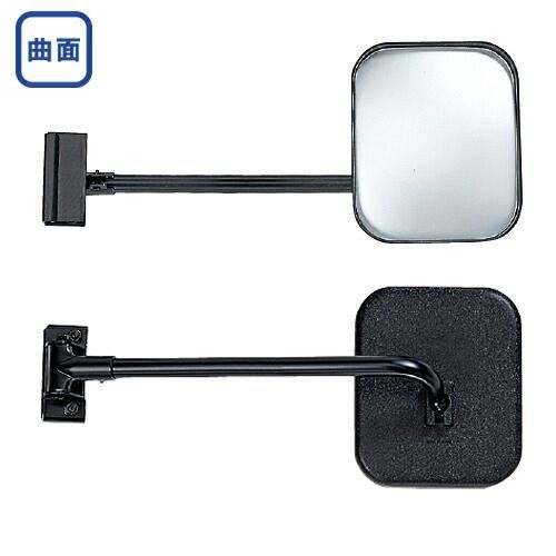 リア用アンダーミラー 黒 角型 150×175mm 穴あけ不要 ワイド ロングステー 挟み込み バン RV車 補助ミラー カーアクセサリー リア 曲面ミラー 15cm×17cm 純正 車用品 yh057