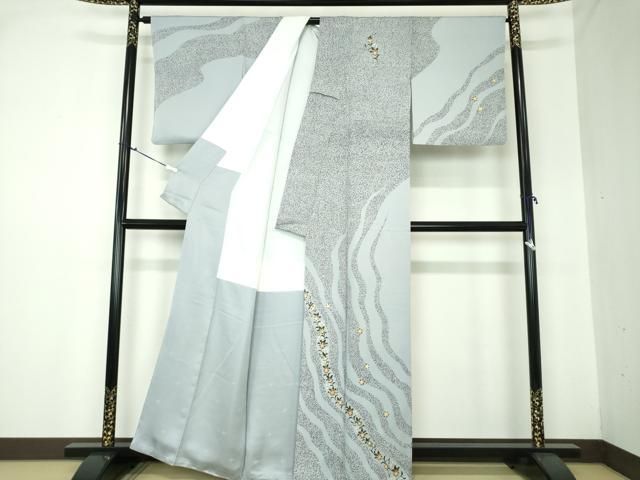 値下げ 小紋 作家物 定価700,000円 中屋×魚武【／111俺】てぬぐま小紋（魚武マーク／黒