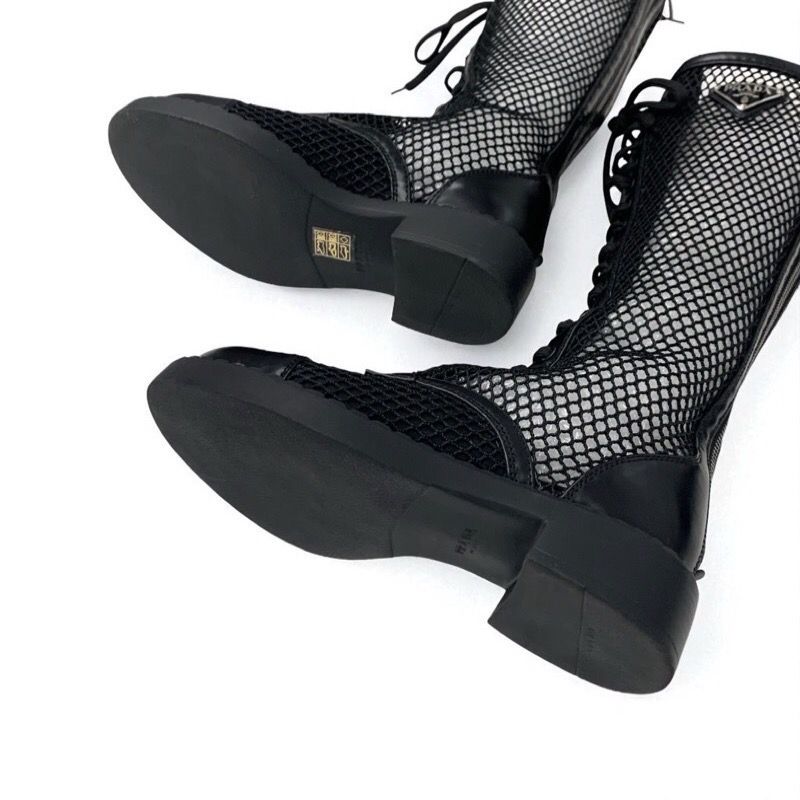 プラダ PRADA ブーツ ロングブーツ 靴 シューズ メッシュ レザー
