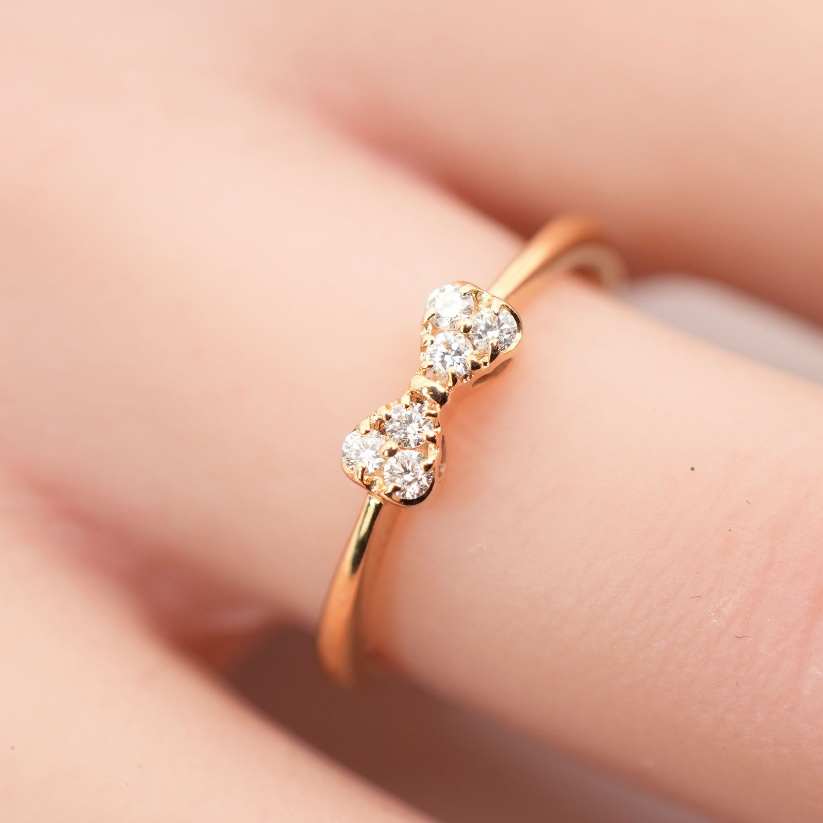 美品 ポンテヴェキオ K18×ダイヤ リボン リング パヴェ/24-4206 - メルカリ 