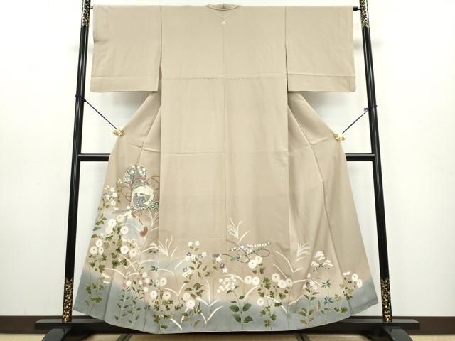 平和屋着物●豪華色留袖 駒刺繍 鼓飛鶴草花文 暈し染め 金彩 正絹 DAAW5484ud