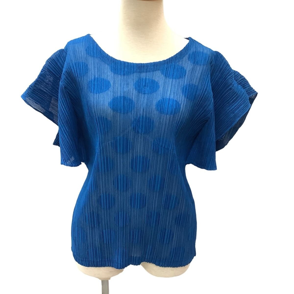 PLEATS PLEASE イッセイミヤケ ボトルネック サイズ4 くすみブルー ISSEY MIYAKE イッセイミヤケ PLEATS PLEASE カットソー SIZE 3