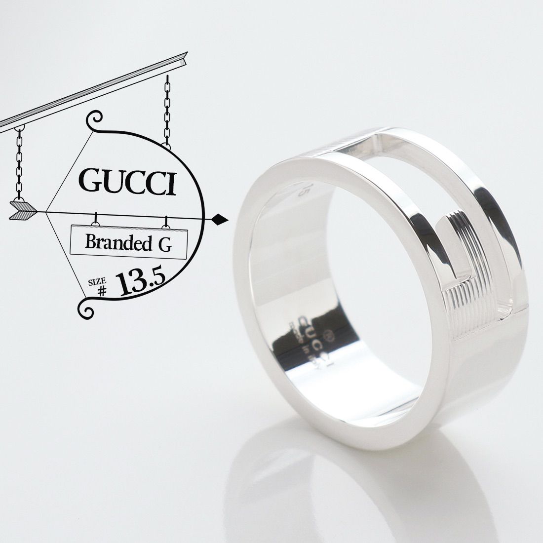 ◻︎極美品 GUCCI グッチ ブランデッドG カットアウト リング 13.5号 スターリング シルバー AG 925 G ロゴ 指輪 - メルカリ