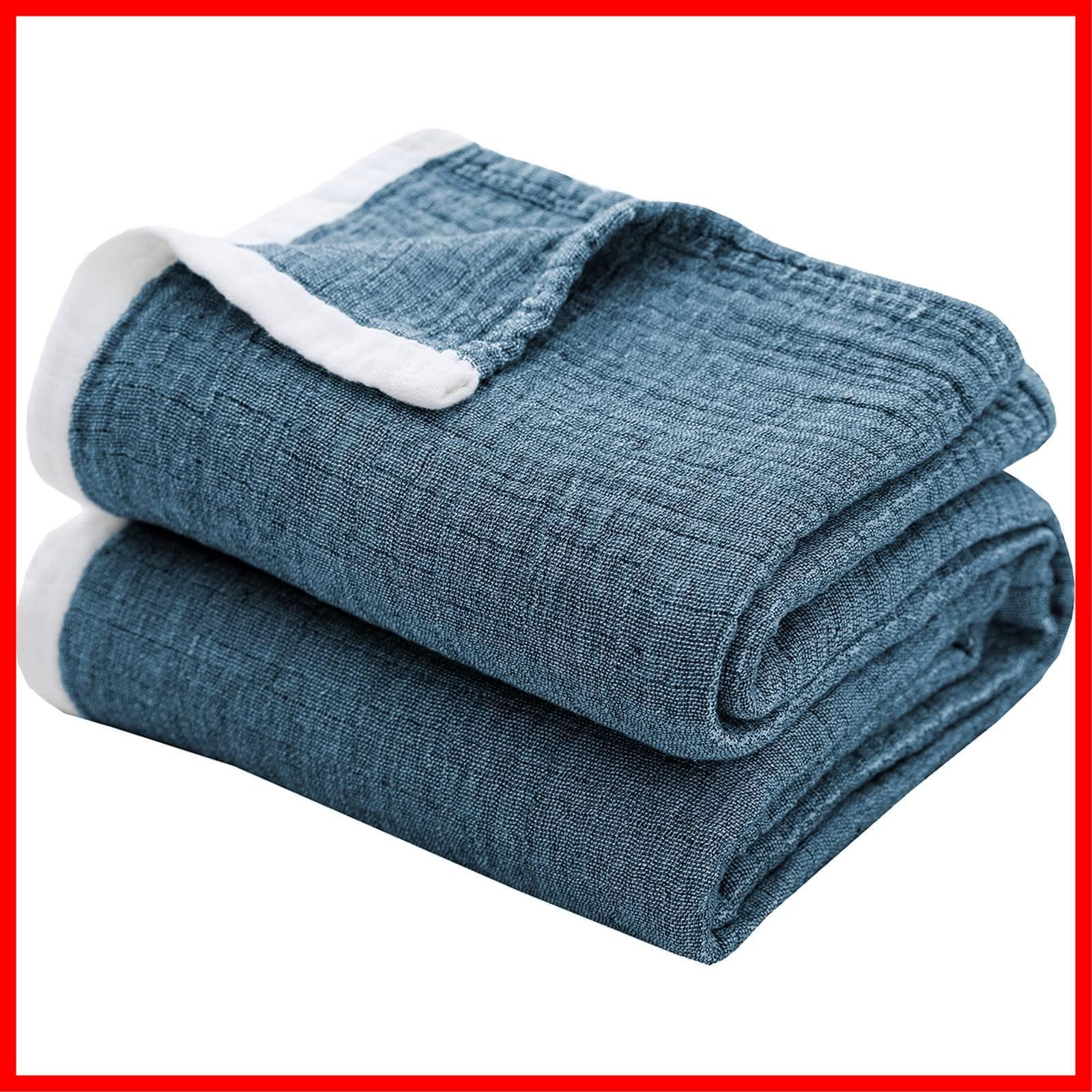 新着商品 ブルー 150X200cm オールシーズン 洗える 抗菌 防臭 防ダニ 吸湿通気 安心する柔らかさ SE 肌掛け布団 お昼寝ケット 綿 ガーゼ生地 4重 Softexly セミダブル シングル タオルケット ガーゼケット SE