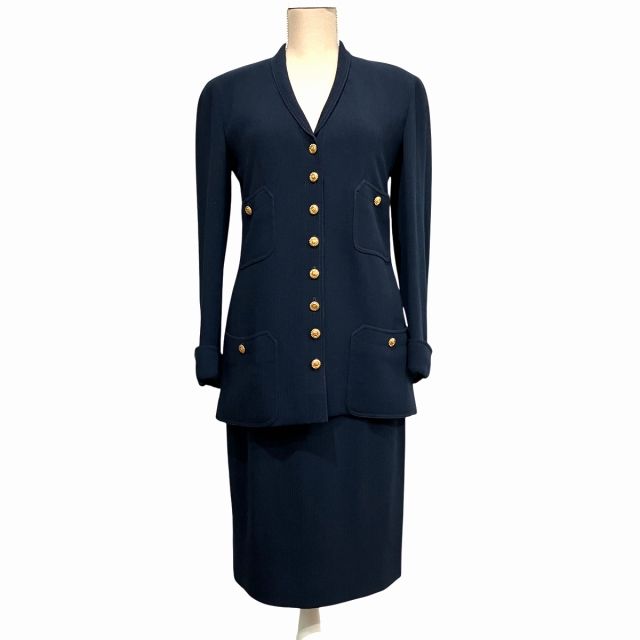 ぶぅ☆CHANEL シャネル セットアップ スカート ココマーク 濃紺 M CHANEL - CHANEL シャネル Vintage Tweed Set up ツイード