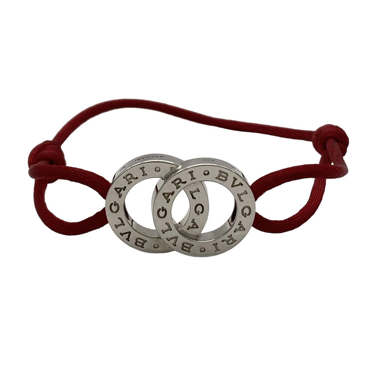 BVLGARI ブルガリ ブレスレット ブルガリブルガリ 287638 コットン シルバー×レッド