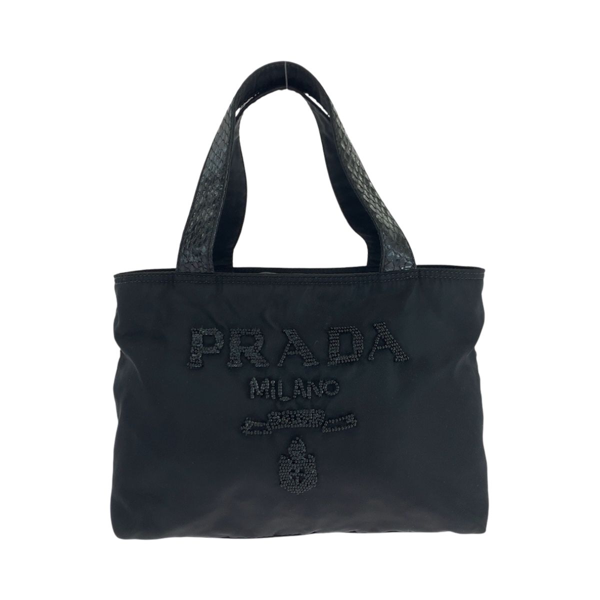 美品 PRADA プラダ ヴィンテージ テスート ビーズ刺繍 パイソン