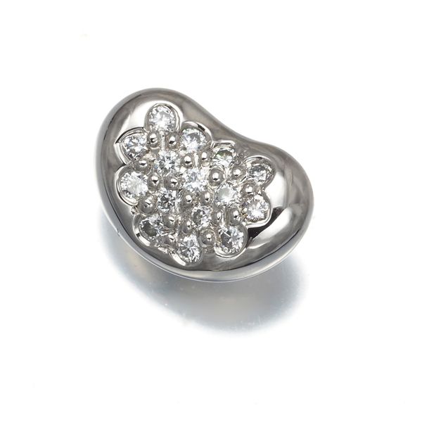 ティファニー ピアス ダイヤ ダイヤモンド ビーン パヴェ 片耳 Pt950  