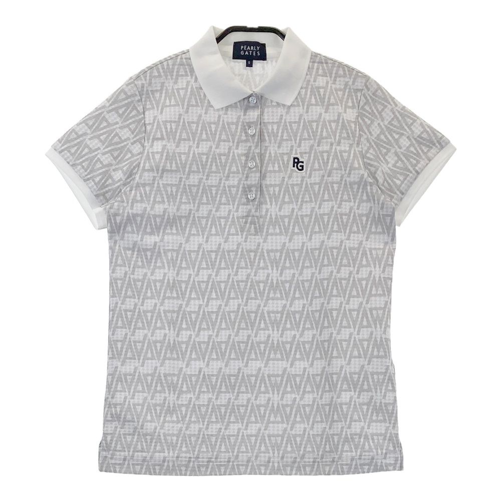 サイズ 0 PEARLY GATES パーリーゲイツ 2025年モデル 半袖ポロシャツ 総柄 グレー系 240101459181 ゴルフウェア レディース ストスト