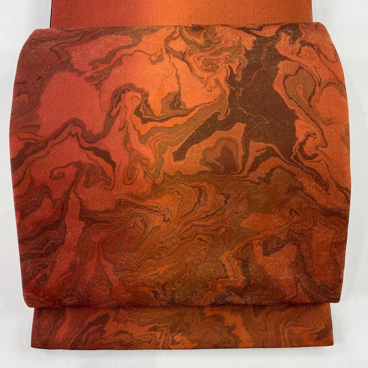 袋帯 秀品 吹寄せ 箔散らし 刺繍 金糸 赤茶 お太鼓柄 正絹