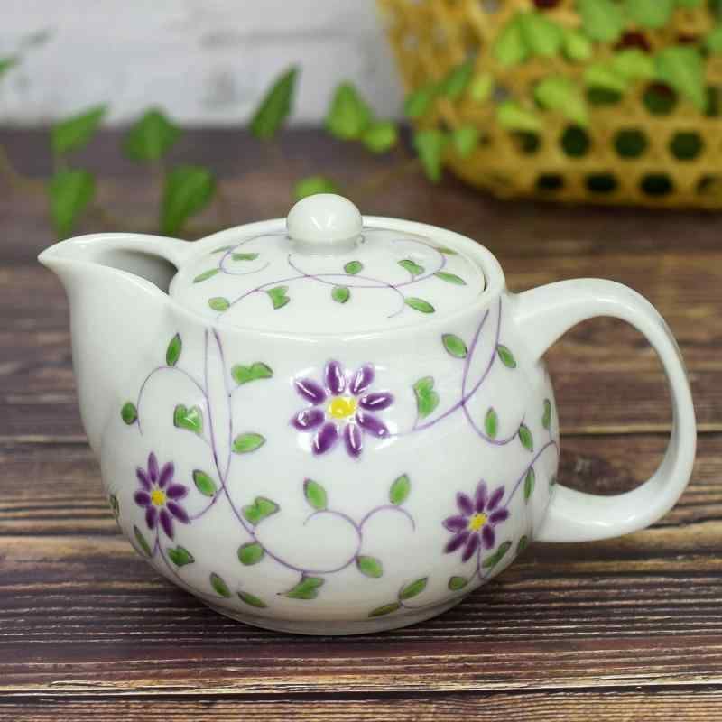 急須 おしゃれ 食器 九谷焼 ポット 花唐草文 陶器 ブランド 和食器 茶こし網付