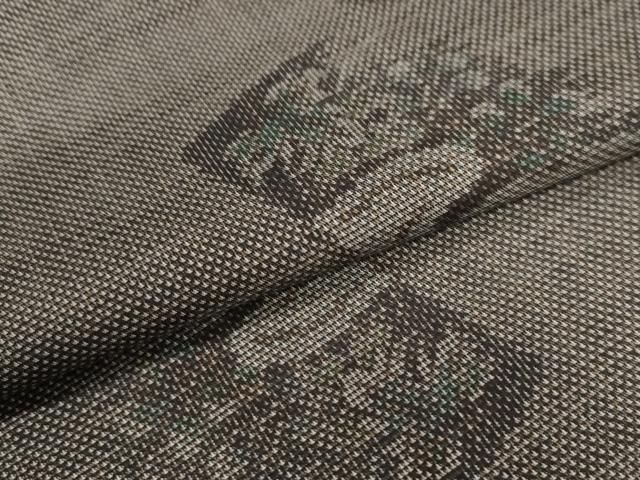 平和屋着物○本場大島紬 9マルキ 地紙重ね風景草花文 正絹 逸品  