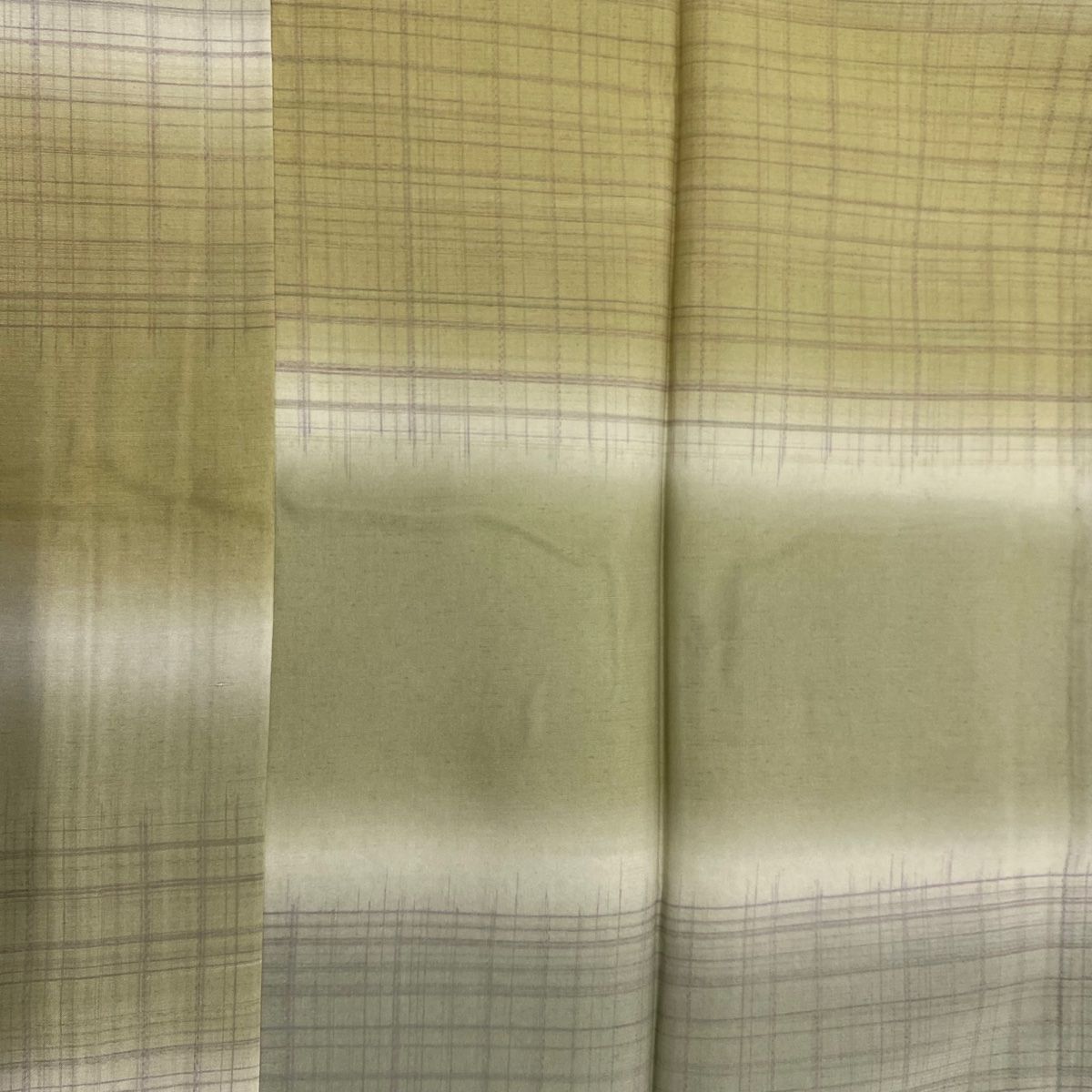 長襦袢 身丈129cm 裄丈68cm L 格子 ぼかし 灰緑 正絹 秀品 NICORILABO_COM