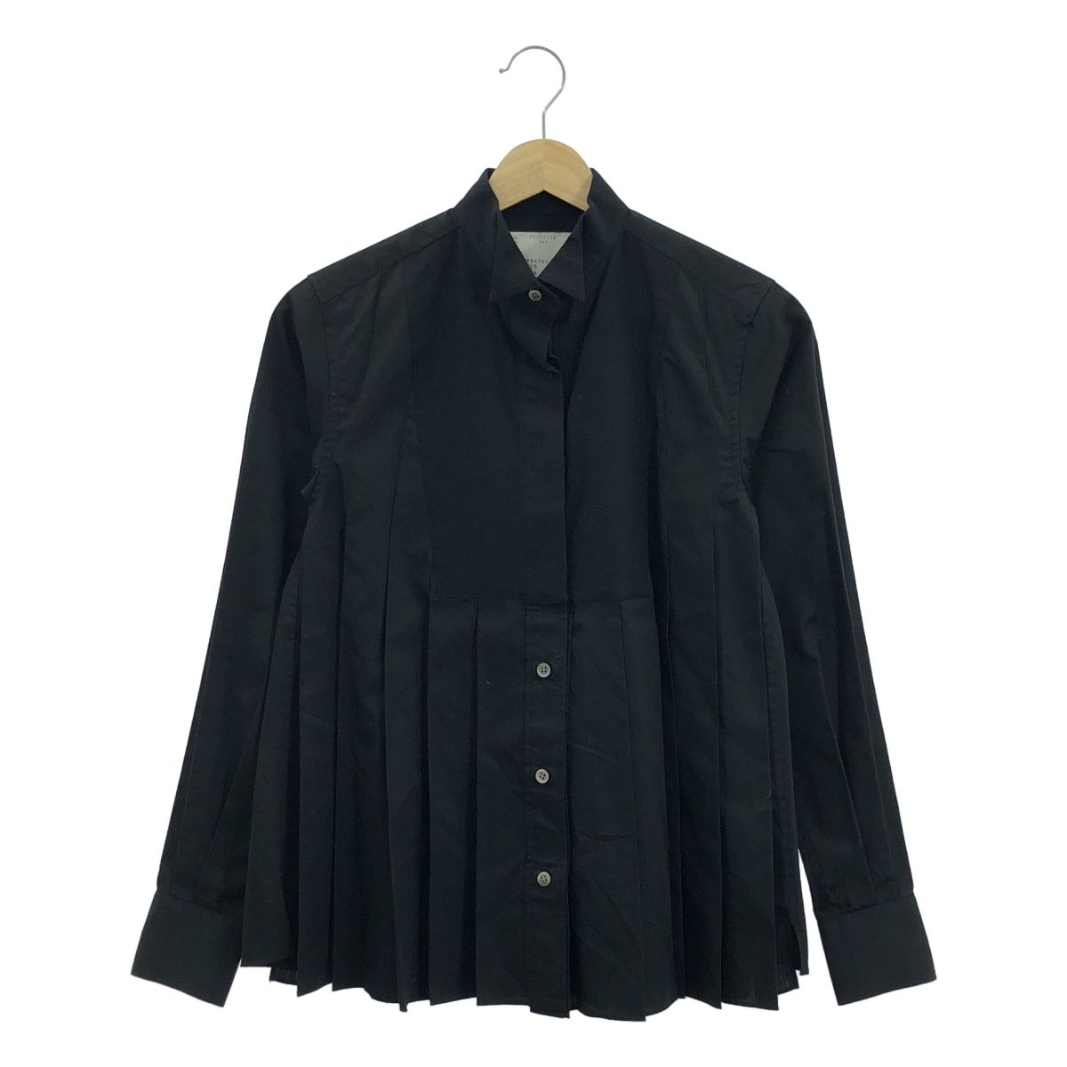 sacai / サカイ | コットン混 プリーツ バンドカラー シャツ | 1  