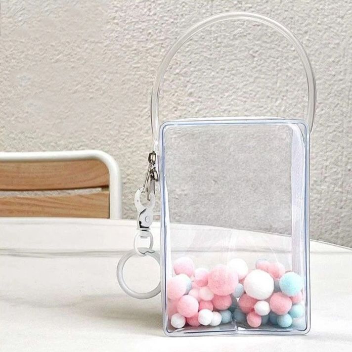 ちびぬいポーチ クリアバッグ 推し活 透明 白 丸型 20cm クリアポーチ ぬいポーチ ホワイト 白 バッグ型 痛バ 透明 ぬい