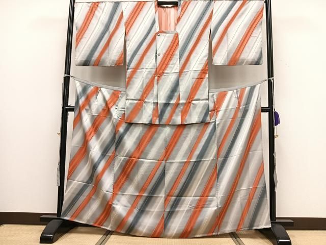 平和屋着物＃道行コート　二部式　斜線文　暈し染め　正絹　逸品　CAAV5920id 平和屋着物＃道行コート 斜線地紋 菫色 ロング丈 正絹 逸品 未使用