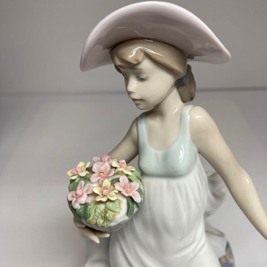 リヤドロ 春の花籠 共箱 高さ22.2㎝ 東Y5-1130