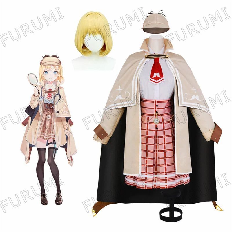VTuber ブイチューバー コスプレ ワトソン アメリア コスプレ衣装 ウィッグ付き カツラ Watson Amelia コスチューム パーティー 変装 制服 演出服 cosplay イベンド 変装 仮装 プレゼント 祭り仮装 アニメ クリスマス ハロウィン
