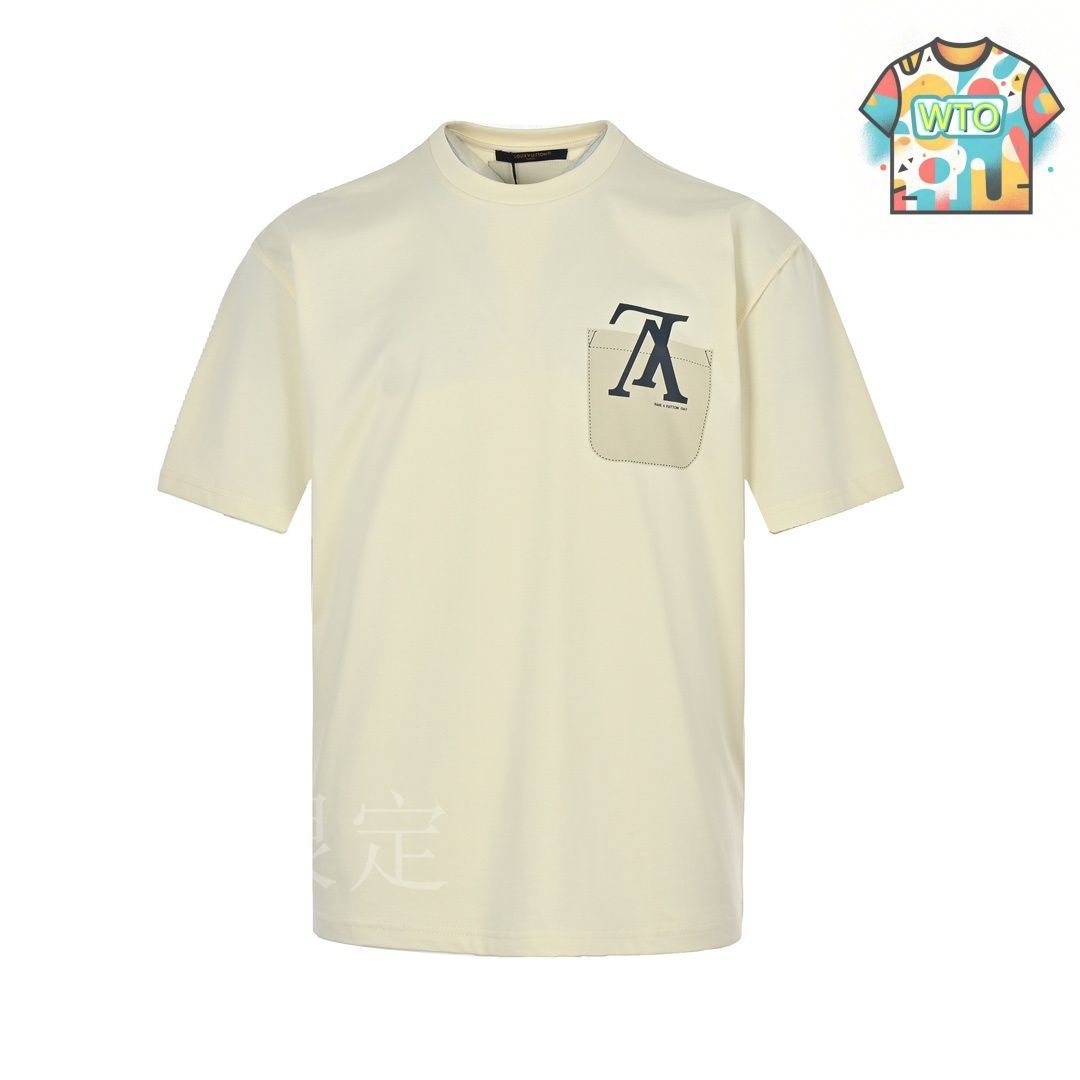 今日特価】Louis Vuitton 22ss フェイクポケットロゴ T シャツ-1
