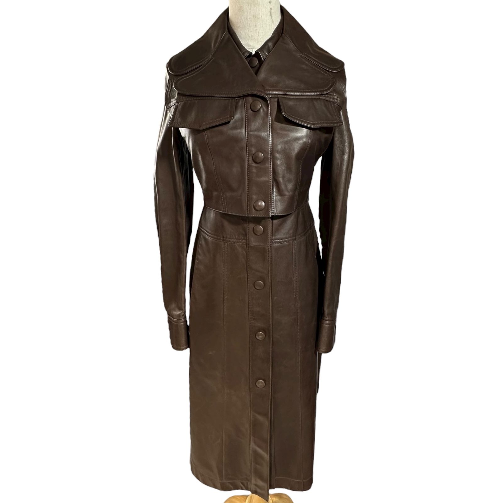 BURBERRY バーバリー Detachable Cropped Vest Lambskin Coat デタッチャブル クロップドベスト ラムスキン コート レザー 8013693|69E 4 ブラウン