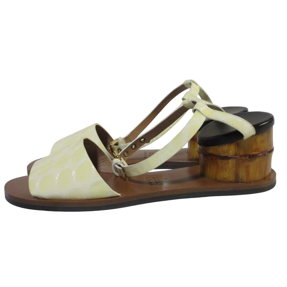 MARNI マルニ 型押し エナメル ストラップ サンダル バンブー 37 24.0cm相当 キナリ レディース 古着