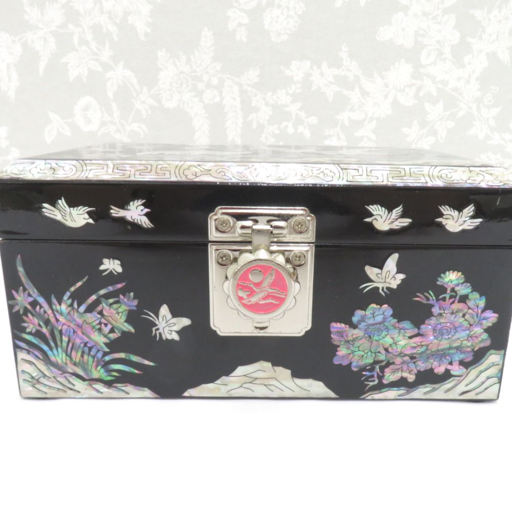 韓国 韓国螺鈿 螺鈿漆器 螺鈿 高級 螺鈿 細工 宝石箱 花 蝶 ジュエリー