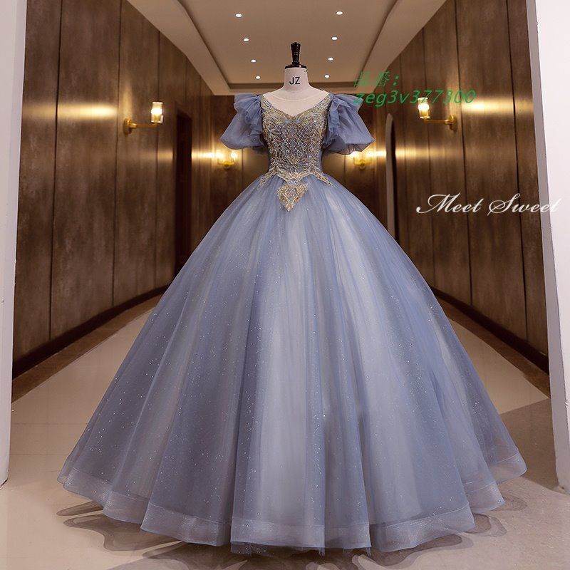 ドレス パーティードレス ロングドレス 結婚式 二次会 発表会 コンサート ウェディングドレス ウエディングドレス ステージドレス プリンセスラインドレス zeg3v377300