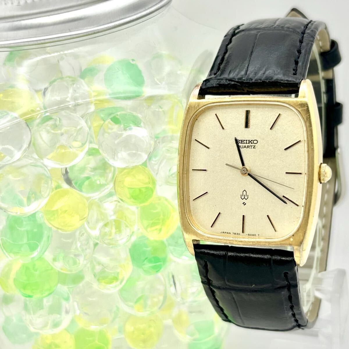 電池 SEIKO セイコー メンズ 腕時計 ゴールド レクタンギュラー 7830-5040 892759 ベルト