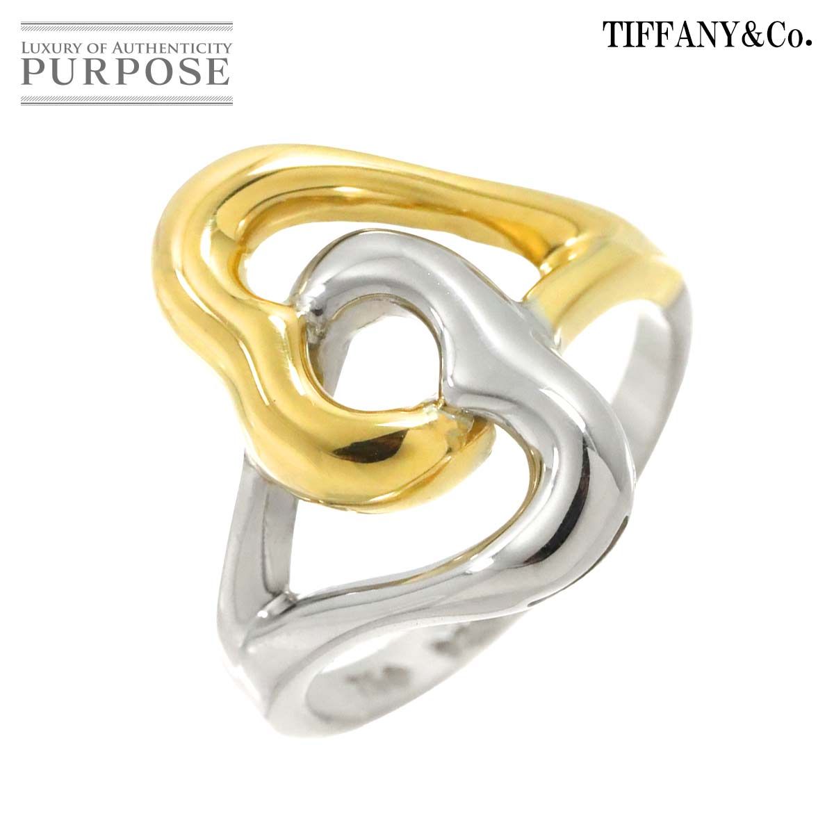 ティファニー TIFFANY&Co. オープンハート 9号 リング K18 YG SV
