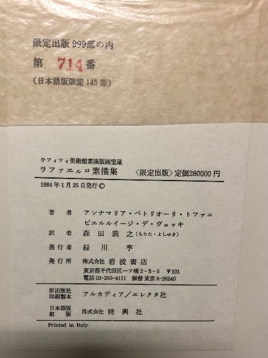 ラファエルロ素描集 ウフィツィ美術館 素描版画室蔵 図版揃い 岩波書店