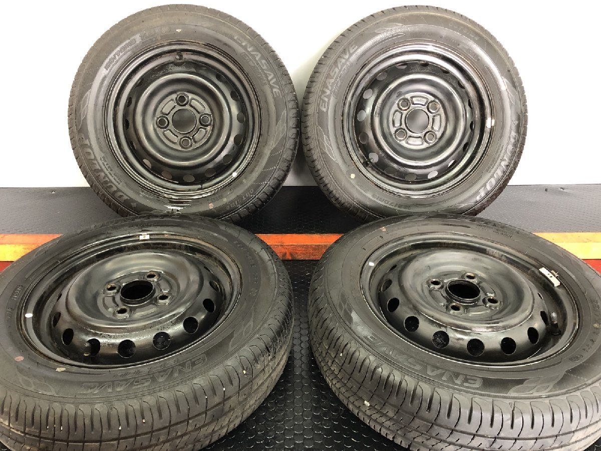 DUNLOP EC204 155|70R13 夏タイヤ スチールホイール 13インチ 4J4HPCD100 ハブ径54mm 23年製 バリ溝 エブリィワゴン等 STH033