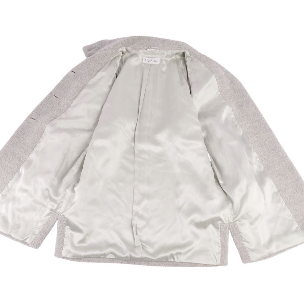 美品 マックスマーラ Max Mara コート 白タグ ハイネック シャギー ウ  