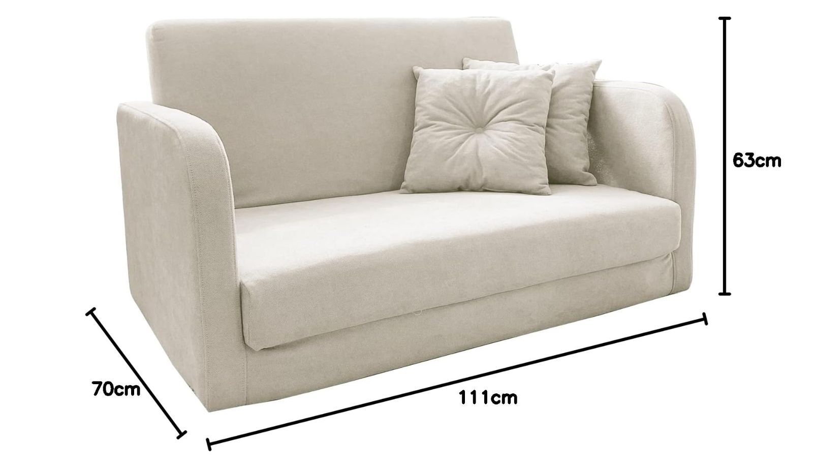 2人掛け シングル ソファー コンパクト ソファ 折りたたみ ソファベッド クッション付 幅111cm ベッド ソファーベッド Nホワイトベージュ With b456n-2p MARWIL-DEMENAGEMENTS_CH