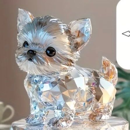 クリスタル 犬 置物】ヨークシャーテリア フィギュア 高級 ガラス調
