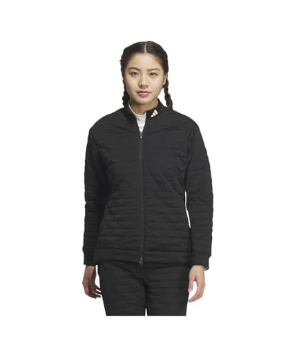 アディダスゴルフ ゴルフジャケット WIND.RDY 保温 中ワタ BOS ロゴ キルトジャケット レディース ブラック