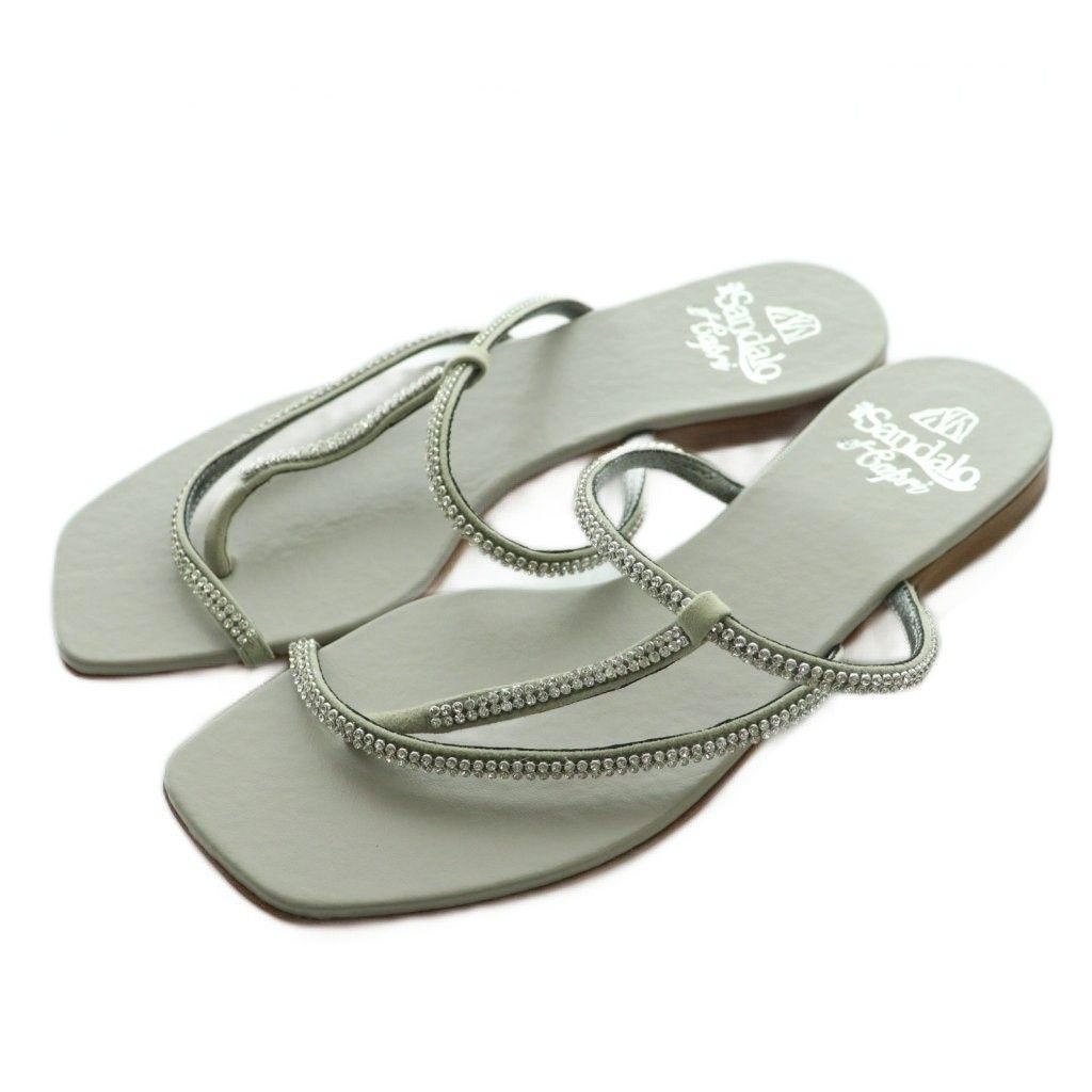 イルサンダロオブカプリ il Sandalo of Capri ビジューフラットサンダル 36 銀色 シルバー SS OS