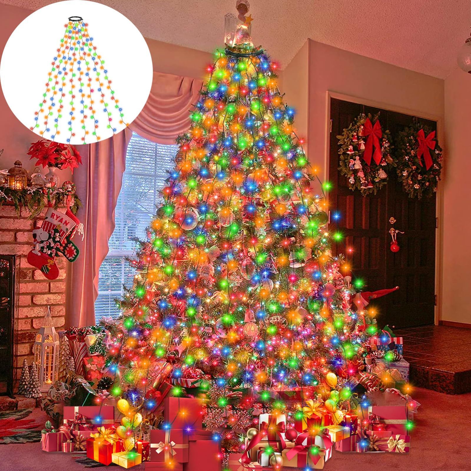 クリスマス　イルミネーション ベル リボン 電飾　ライト サンタクロース クリスマス イルミネーション ベル リボン 電飾 ライト