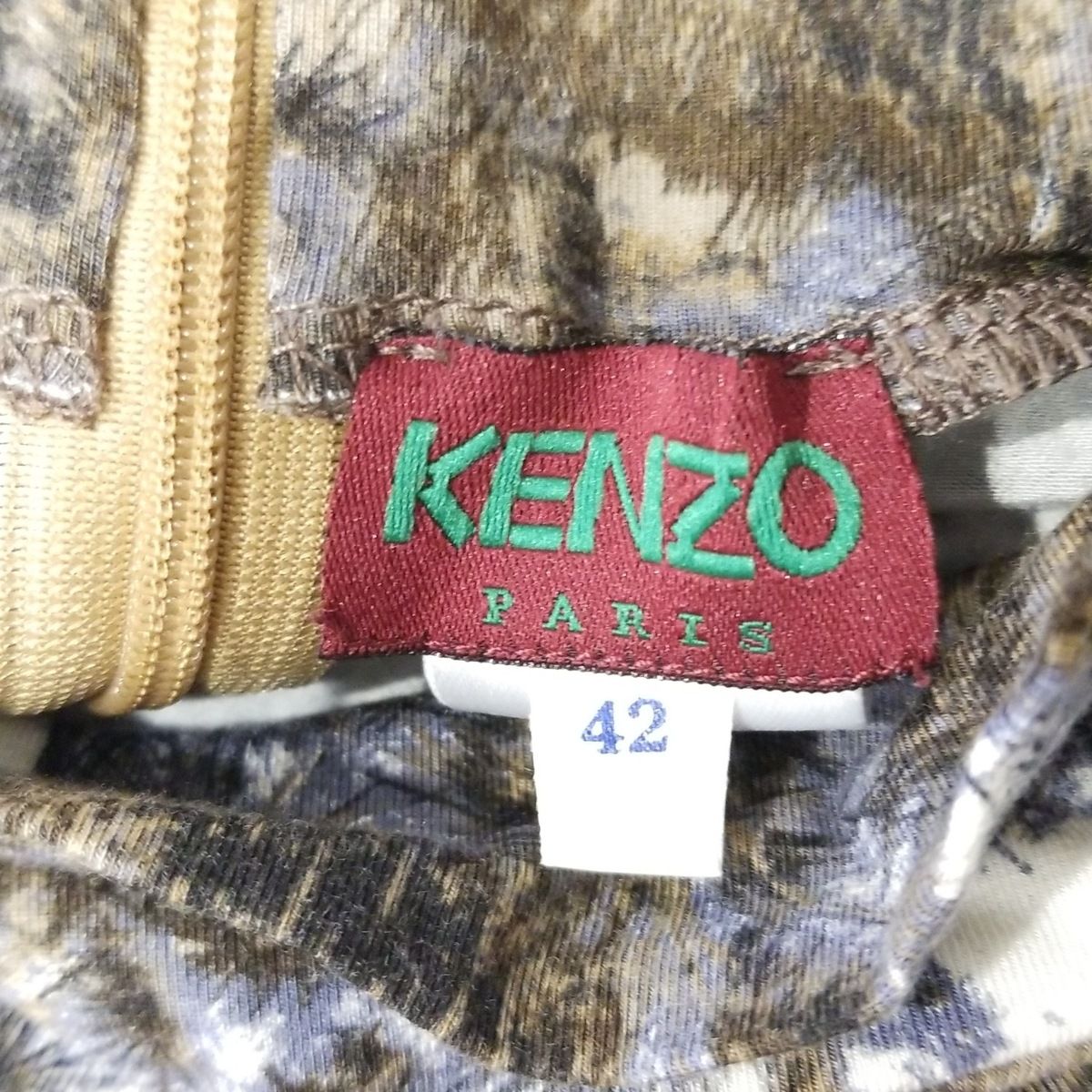 KENZO - KENZO(ケンゾー) 長袖カットソー サイズ42 L レディース - カーキ×白×マルチ タートルネック/植物/フラワー(花) KENZO(ケンゾー) 長袖カットソー サイズ42 L レディース