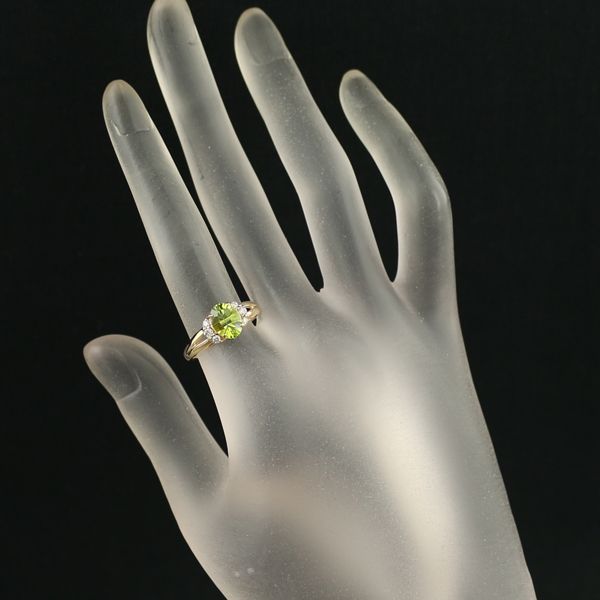 ペリドット 1.20ct ダイヤ ダイヤモンド 0.15ct リング K18YG #169706  