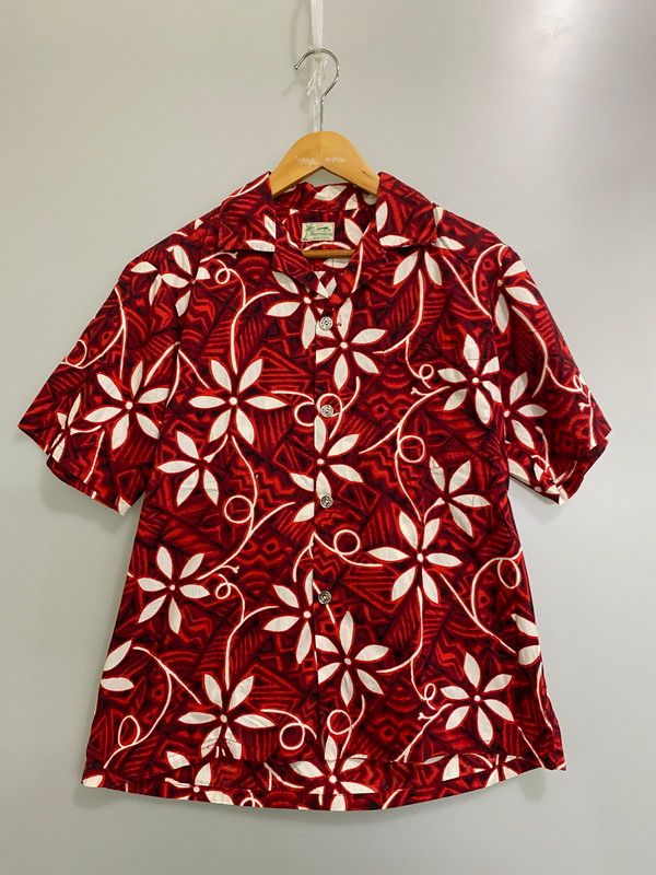 HAWAIIANA 60 s ALOHA SHIRT ハワイアナ アロハシャツ 半袖シャツ トップス レッド メンズ 146-250430-yn-12-min