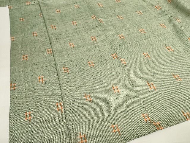 平和屋本店□希少 ざざんざ織 単衣 井桁絣 正絹 逸品 KAAA1662kk4