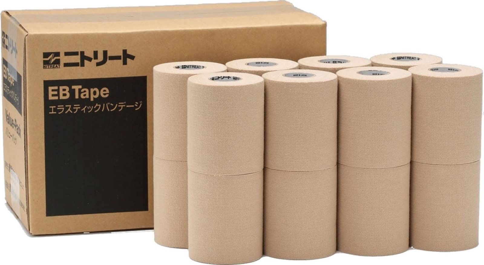 【在庫セール】テーピング 関節安定・固定用 スポーツテープ ニトリート ニトリート(NITREAT) EBテープ バリューパック 伸縮厚手 手切れ性なし