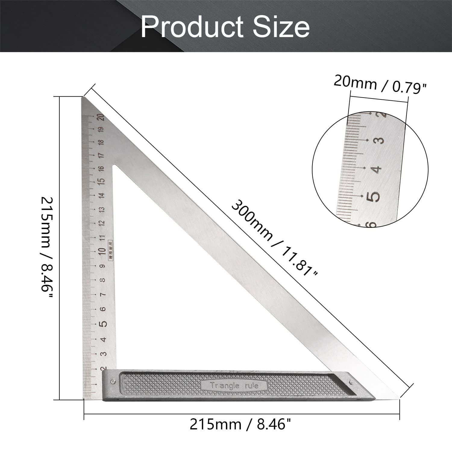 特価】Utoolmart 三角定規 三角形ルーラー 丸鋸定規 1個入り ステンレス鋼 ステンレス製 三角定規200mm 製図ルーラー 90度 木工 三角定規 ケガキゲージ スライディングスコヤ 直角定規 大工の測定およびマーキング用 直角・45度ケガキ工具 三 - メルカリ