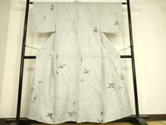 平和屋着物●上質な紬　蔦の葉文　正絹　逸品　DAAZ7801ud 平和屋着物▽上質な紬 単衣 手描き 蔦の葉花文 正絹 逸品 DAAS0467az