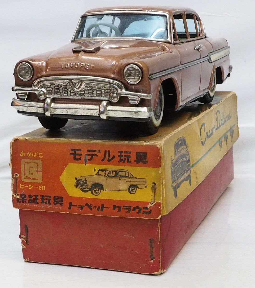 萬代屋【TOYOPET CROWN DELUXEトヨペット クラウン デラックス赤ミラー無】ブリキtin toy car自動車□BC  BANDAI赤箱バンダイ【箱付】0374 - メルカリ