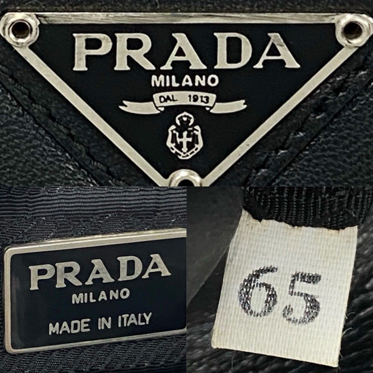 極 美品 袋付き PRADA プラダ 三角ロゴ プレート 金具 レザー 本革 ハンドバッグ ショルダーバッグ トートバッグ ブラック 黒 304-4  - メルカリ