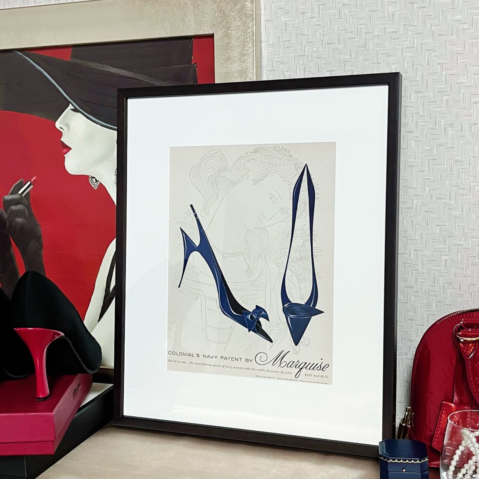 1958 広告＞ Marquise マルキーゼ パンプス 青 ポスター ヴィンテージ